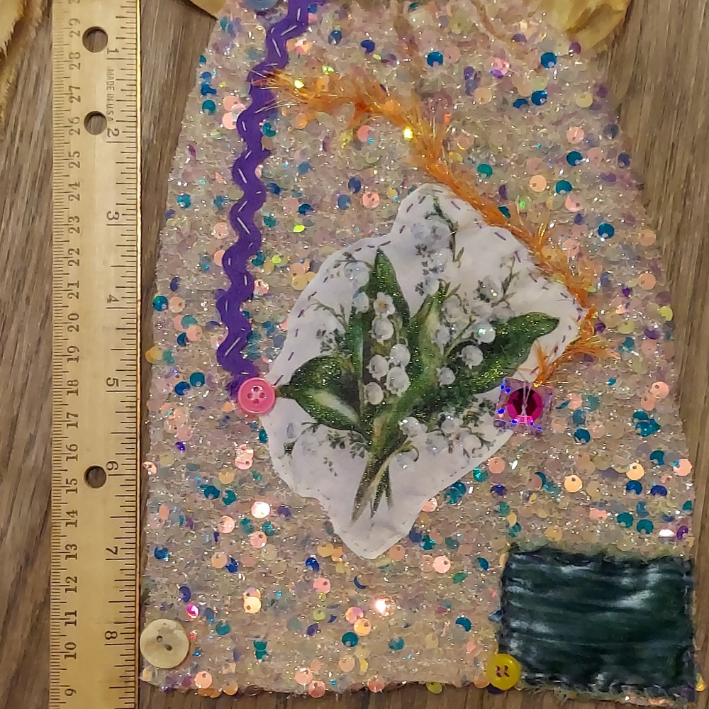 🪻JABOT 🪻Handcrafted/ Handsewn Sequin Necklace Adornment NWT One Of A Kind - Picture 11 of 13